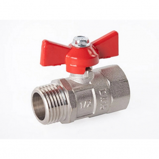 Кран шаровый вода ГАЛЛОП Практик 1/2" вн-нар бабочка красная DN-15 0103262