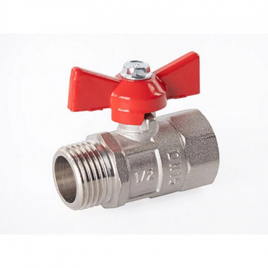 Кран шаровый вода ГАЛЛОП Практик 1/2" вн-нар бабочка красная DN-15 0103262