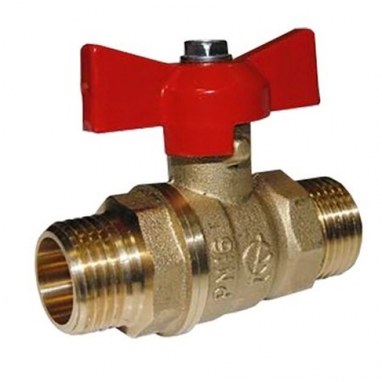 Кран шаровый вода ГАЛЛОП Стандарт 1/2" нар-нар 11Б27П1 233 бабочка красная 0107203