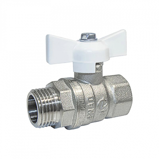 Кран шаровый вода ГАЛЛОП Стандарт 1/2" вн-нар 11Б27П1 231 бабочка белая 0113166
