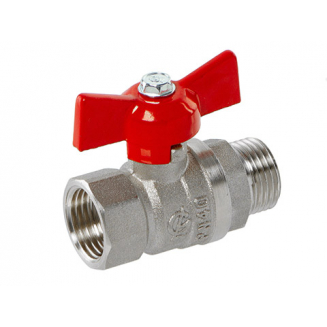 Кран шаровый вода ГАЛЛОП Стандарт 1/2" вн-нар бабочка красная DN-15  231 никель 0107166