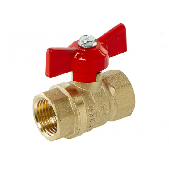 Кран шаровый вода ГАЛЛОП Стандарт 1/2" вн-вн  DN-15  230 бабочка красная 0107163