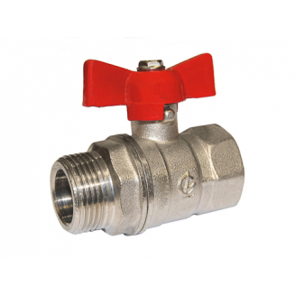 Кран шаровый вода ГАЛЛОП Стандарт 3/4" вн-нар бабочка красная DN-20  231 никель 0107189