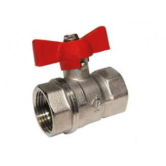 Кран шаровый вода ГАЛЛОП Стандарт 3/4" вн-вн бабочка красная DN-20  230 никель 0107186