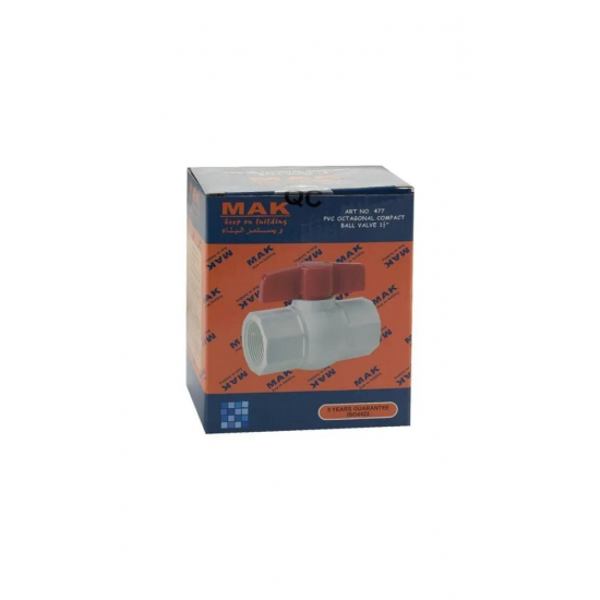 Кран шаровый вода МАК 1 1/2" г-г пластик 477