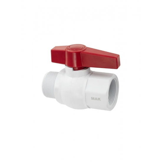 Кран шаровый вода МАК 1 1/2" г-ш пластик 497
