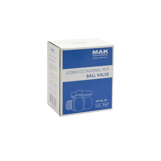 Кран шаровый вода МАК 1 1/2" г-ш пластик 497