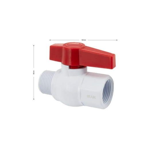 Кран шаровый вода МАК 1" г-ш пластик 475