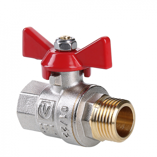 Кран шаровый вода VALTEC Base 1/2" вн-нар бабочка VT.218.N.04 