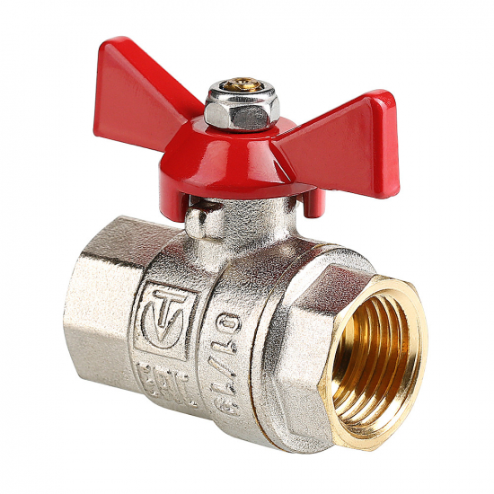 Кран шаровый вода VALTEC Base 1/2" вн-вн бабочка VT.217.N.04