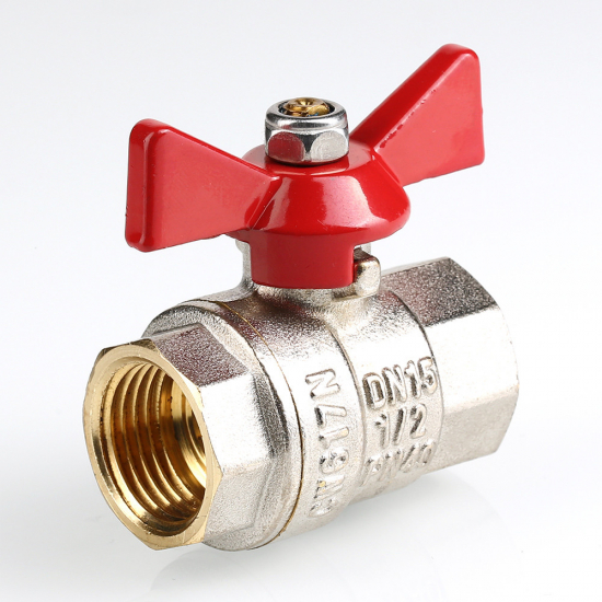 Кран шаровый вода VALTEC Base 1/2" вн-вн бабочка VT.217.N.04