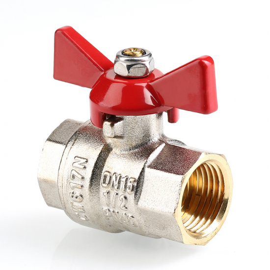 Кран шаровый вода VALTEC Base 1/2" вн-вн бабочка VT.217.N.04