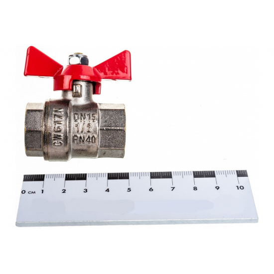 Кран шаровый вода VALTEC Base 1/2" вн-вн бабочка VT.217.N.04