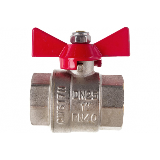 Кран шаровый вода VALTEC Base 1" вн-вн бабочка VT.217.N.06