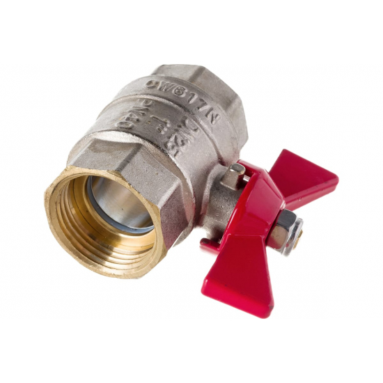 Кран шаровый вода VALTEC Base 1" вн-вн бабочка VT.217.N.06