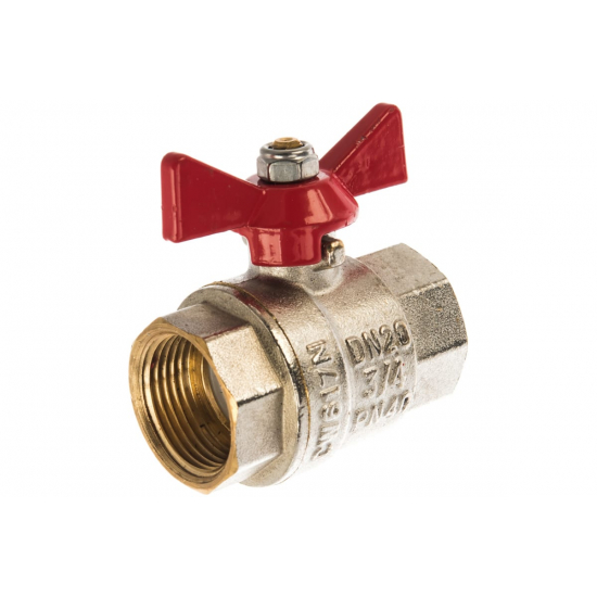 Кран шаровый вода VALTEC Base 3/4" вн-вн бабочка VT.217.N.05