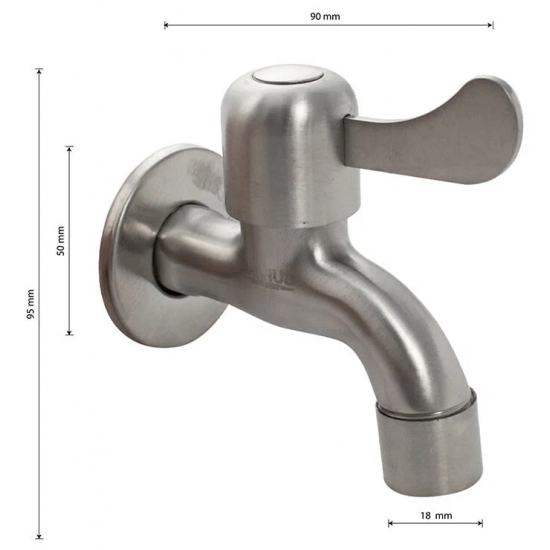 Кран водоразборный шаровый MAGNUS 1/2" нержавеющая сталь, 9257