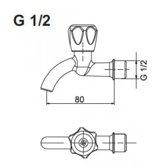 Кран водоразборный шаровый РИГЕЛЬ-СИБ 1/2" рукоятка с носиком