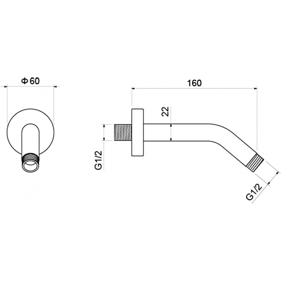 Кронштейн для верхнего душа AQUATEK AQ2173CR хром