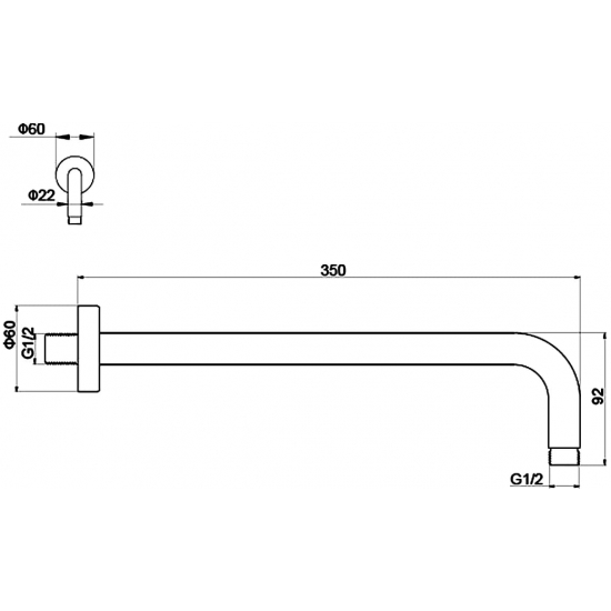 Кронштейн для верхнего душа AQUATEK AQ2174MB чёрный матовый