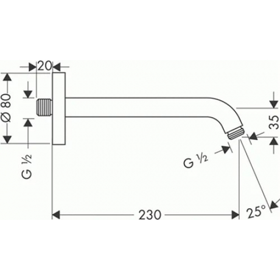 Кронштейн для верхнего душа HANSGROHE 27412000 хром
