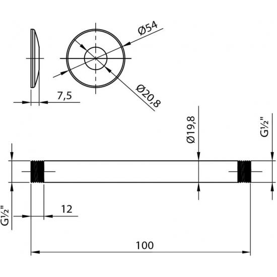 Кронштейн для верхнего душа LEMARK LM8000C хром