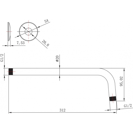 Кронштейн для верхнего душа LEMARK LM8029C хром