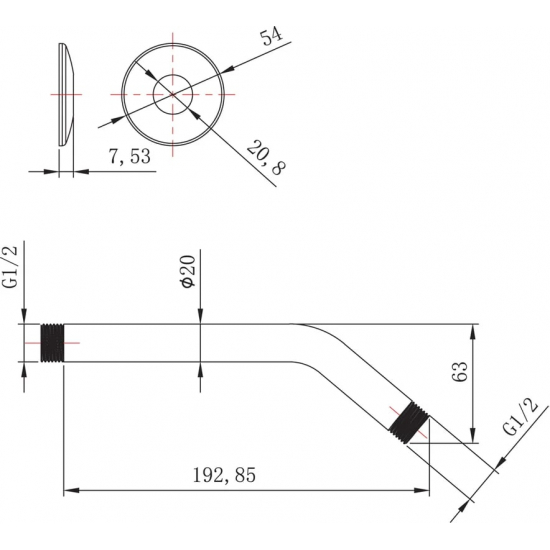 Кронштейн для верхнего душа LEMARK LM8031C хром