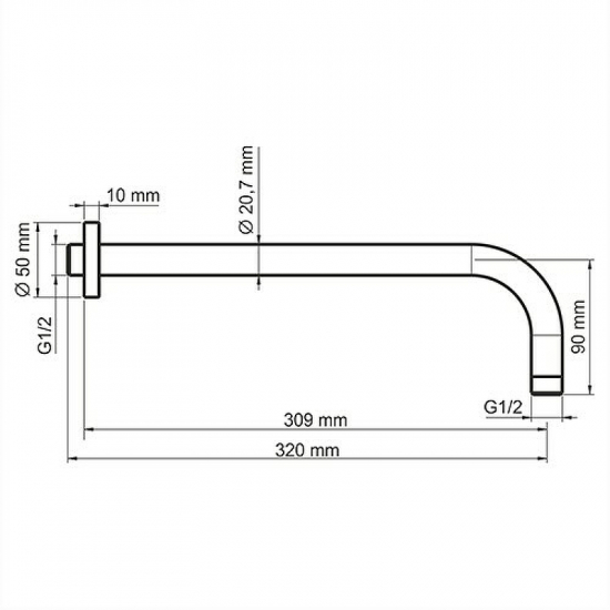 Кронштейн для верхнего душа WASSERKRAFT A079 хром/чёрный