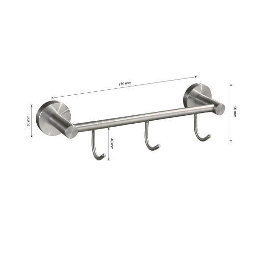 Крючок GFmark GF-80204 с 3 крючками прямая нержавеющая сталь