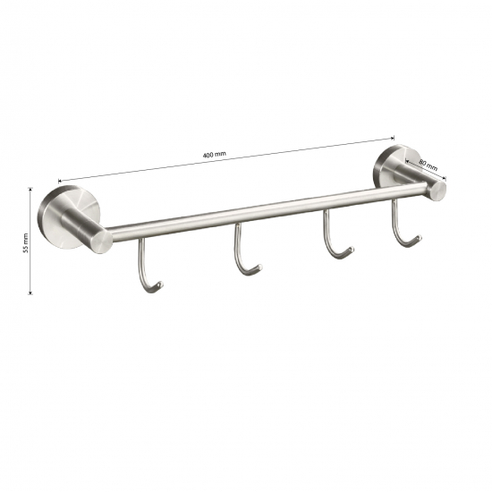 Крючок GFmark GF-80205 с 4 крючками прямая нержавеющая сталь