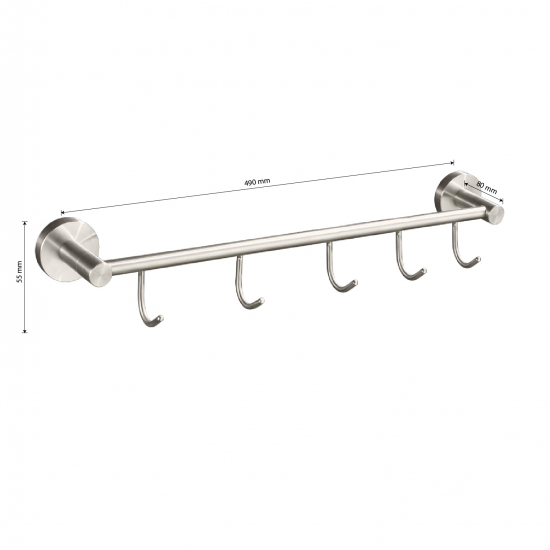 Крючок GFmark GF-80206 с 5 крючками прямая нержавеющая сталь