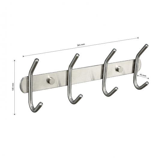 Крючок GFmark GF-80255 с 4 крючками прямая нержавеющая сталь