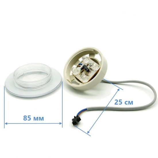 Лампа верхняя  ERLIT для душевых кабин 4 яркие светодиода, 59 мм, 12В, 12Вт