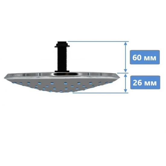 Лейка тропического душа для душевых кабин 15 см + штуцер