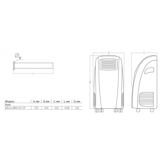 Мобильный кондиционер BALLU Aura BPAC-07 СP_22Y