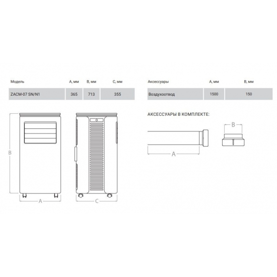 Мобильный кондиционер ZANUSSI Sonata ZACM-07 SN/N1