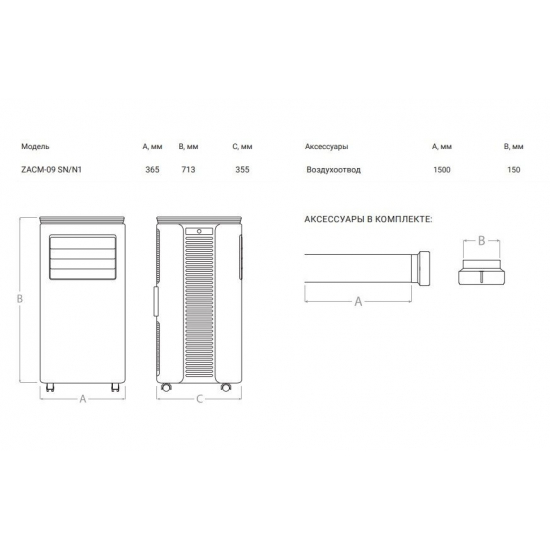 Мобильный кондиционер ZANUSSI Sonata ZACM-09 SN/N1