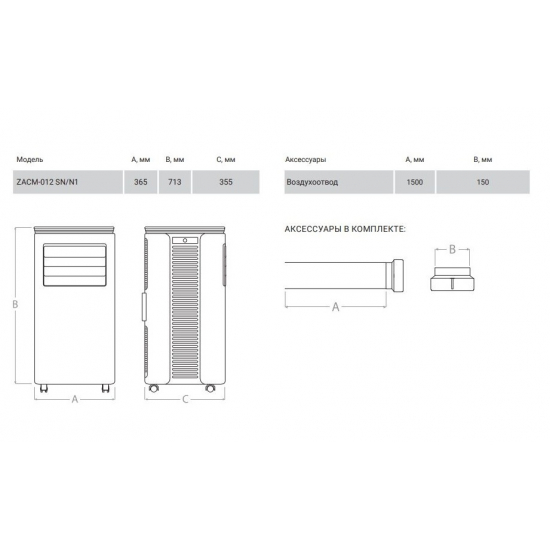 Мобильный кондиционер ZANUSSI Sonata ZACM-12 SN/N1