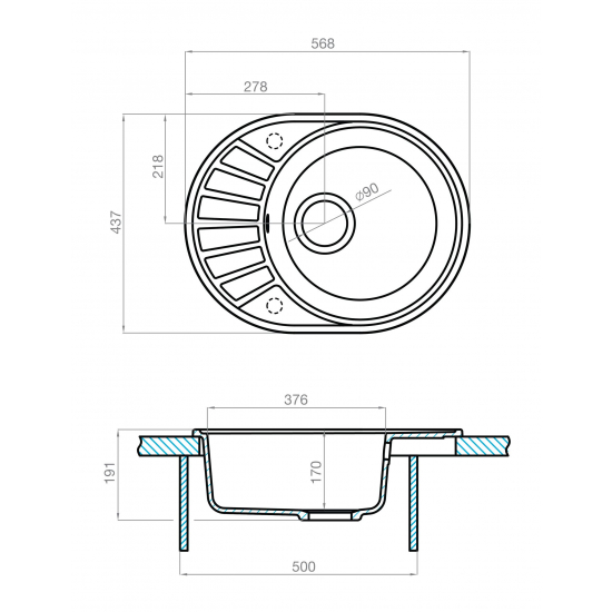 Мойка для кухни АКВАТОН Чезана 57 568х437 мм, кофе