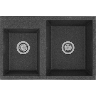 Мойка для кухни АКВАТОН Делия 78 двухчашевая 780х520 мм, графит
