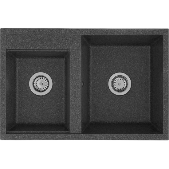 Мойка для кухни АКВАТОН Делия 78 двухчашевая 780х520 мм, графит