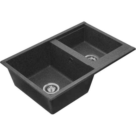 Мойка для кухни АКВАТОН Делия 78 двухчашевая 780х520 мм, графит