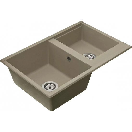 Мойка для кухни АКВАТОН Делия 78 двухчашевая 780х520 мм, серый шёлк