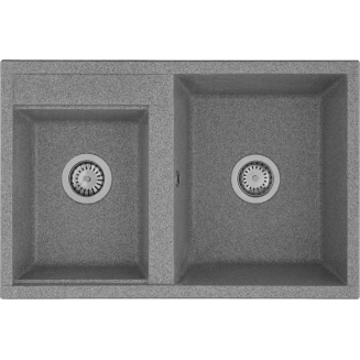 Мойка для кухни АКВАТОН Делия 78 двухчашевая 780х520 мм, серый