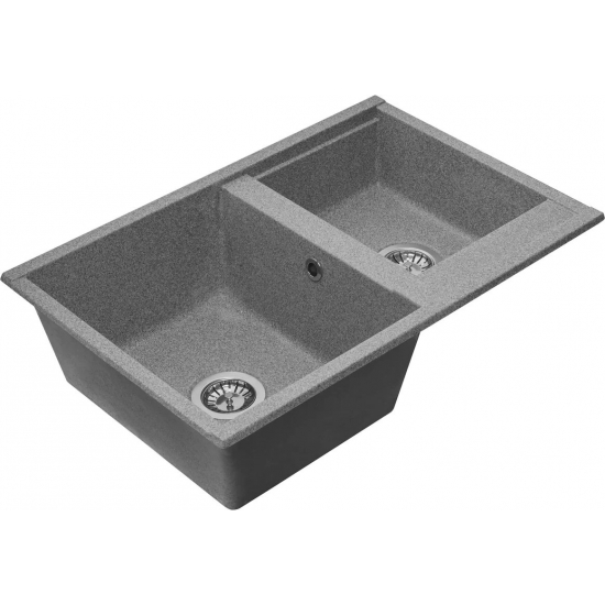 Мойка для кухни АКВАТОН Делия 78 двухчашевая 780х520 мм, серый