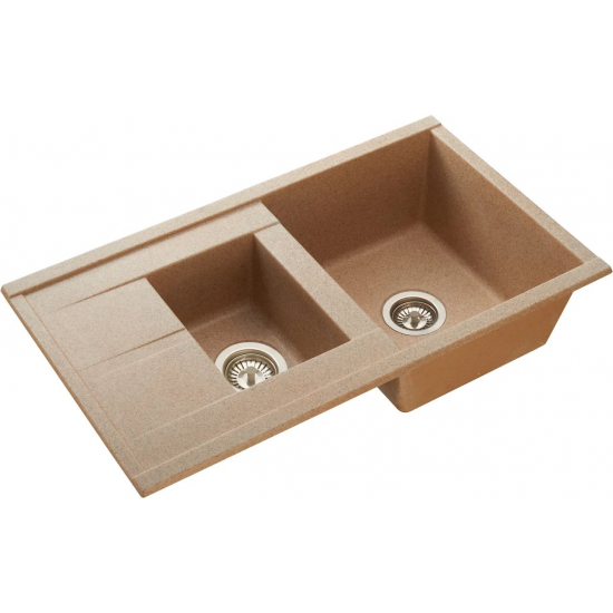 Мойка для кухни АКВАТОН Делия 87 двухчашевая 870х510 мм, песочный