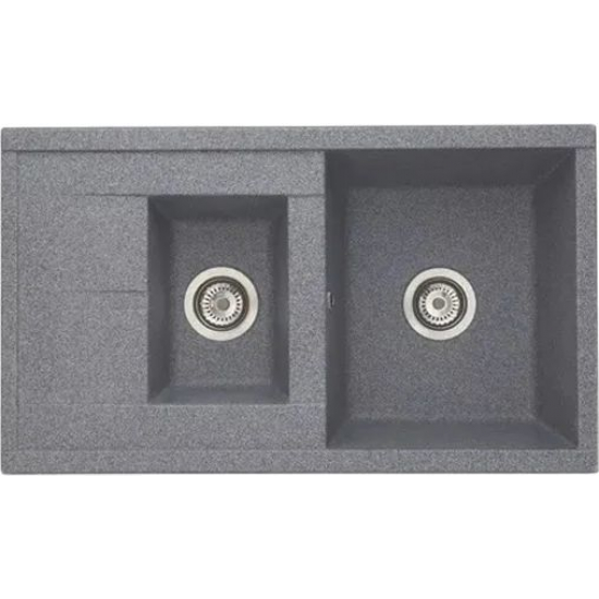 Мойка для кухни АКВАТОН Делия 87 двухчашевая 870х510 мм, серый