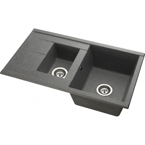 Мойка для кухни АКВАТОН Делия 87 двухчашевая 870х510 мм, серый