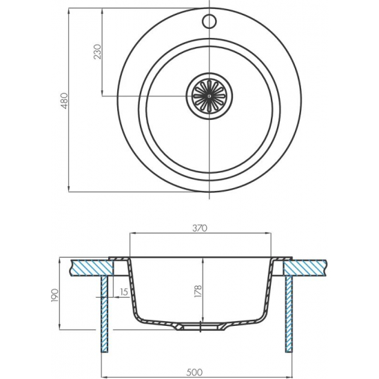 Мойка для кухни АКВАТОН Иверия 48 D=480 мм, песочный